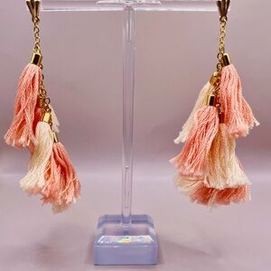 Ettika Pink and Cream Tassel Earrings
